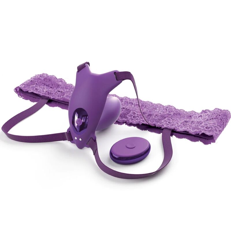G-Spot-Schmetterlingsgeschirr mit Vibrator, Wiederaufladbar und Violetter Fernbedienung