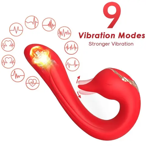 Delfin Vibrator Multiposition & Wärmeeffekt Rot