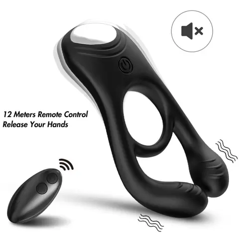 Veyron Doppel-Vibrator-Ringspielzeug für Paare mit Fernbedienung Schwarz