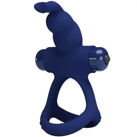 Pretty Love - Luchito Doppelvibrierender Ring Kaninchen Blau