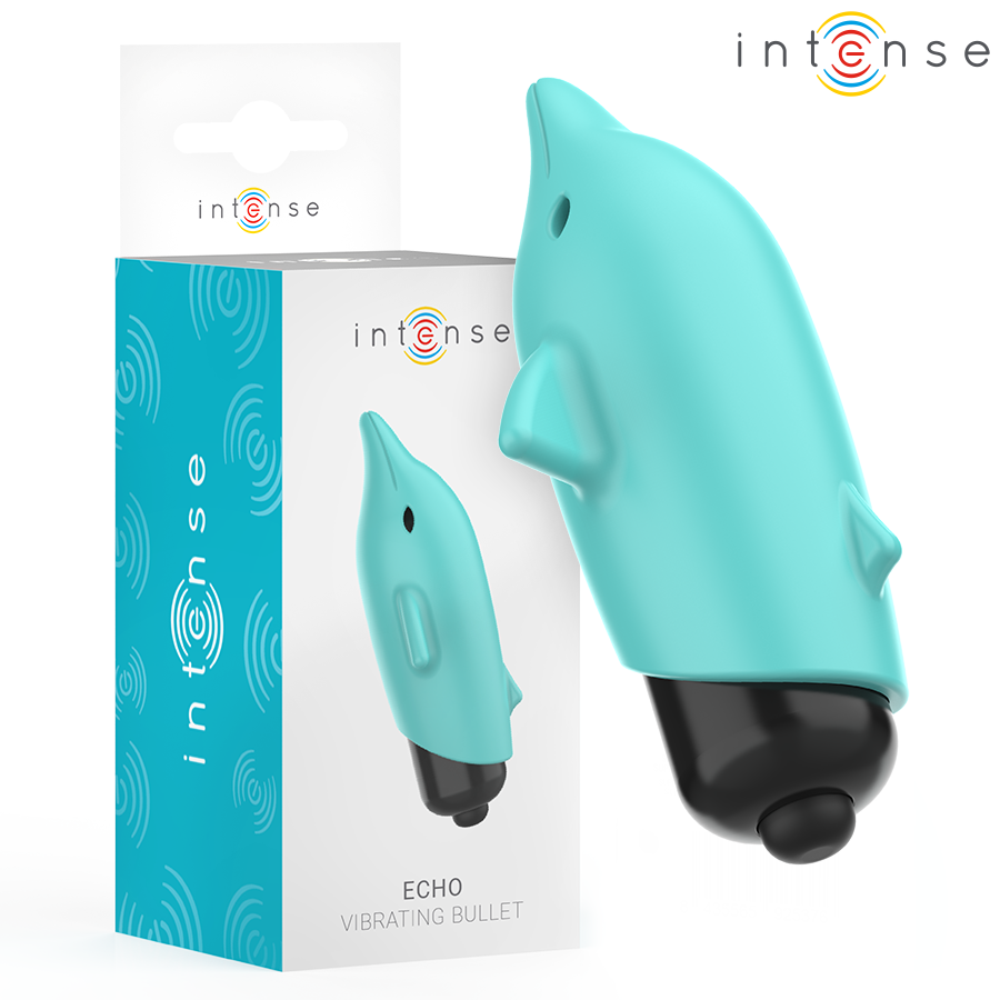 INTENSE - ECHO VIBRIERENDES BULLET DELPHIN BLAU 8 X 4,7 CM