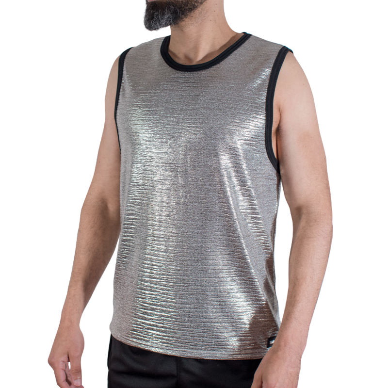 MACHO - T-SHIRT MIT FEINEM GLITZER, GRÖSSE S/M