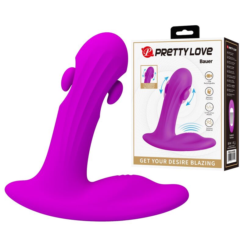 PRETTY LOVE - BAUER WIEDERAUFLADBARER PROSTATA-MASSAGEGERÄT MIT 12 MODI, LILA