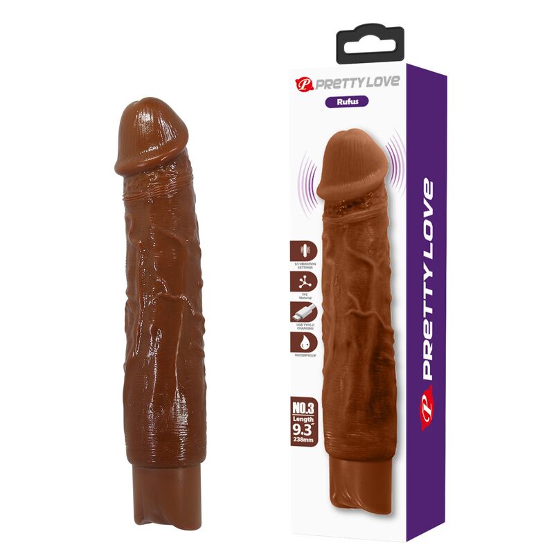 PRETTY LOVE - DUKE REALISTISCHER VIBRATOR 23,5 CM Ø 4,8 CM BRAUN